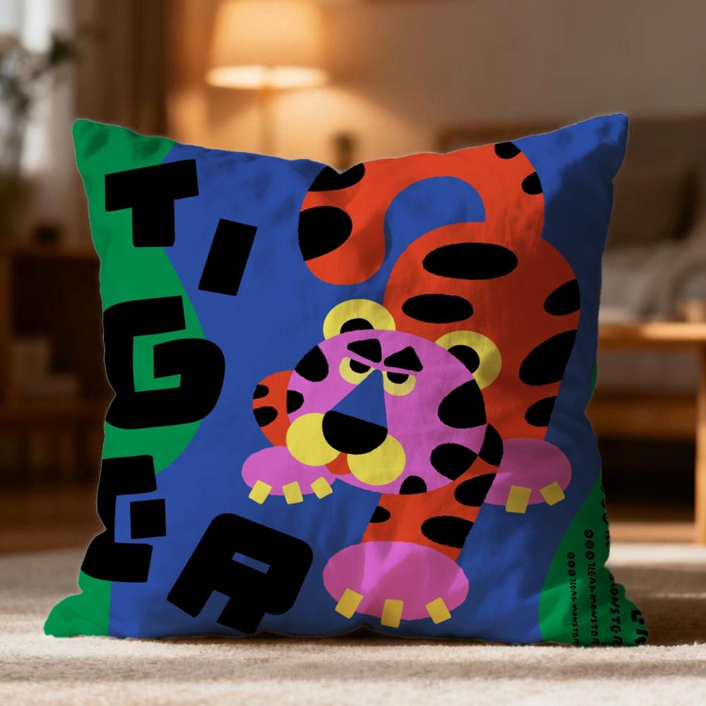 Hot Chinese Zodiac Cushion Cover Soft Washable Pillow Case Multi-Scene for Couch Bed Travel Office Use