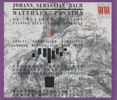 CD BACH, SCHREIER; MAUERSBERGER - St Matthew's Passion  BC21442 Germany Classical Used