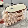 Automatic Rolling Egg Container Fridge Storage Box Food Grade BPA Free Transparent Stackable Fridge Organizer with Lid