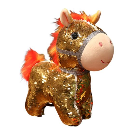 Sequin Horse Doll National Style Fabric Auspicious Meaning Zodiac Horse Theme Doll Traditional Crafted Pony