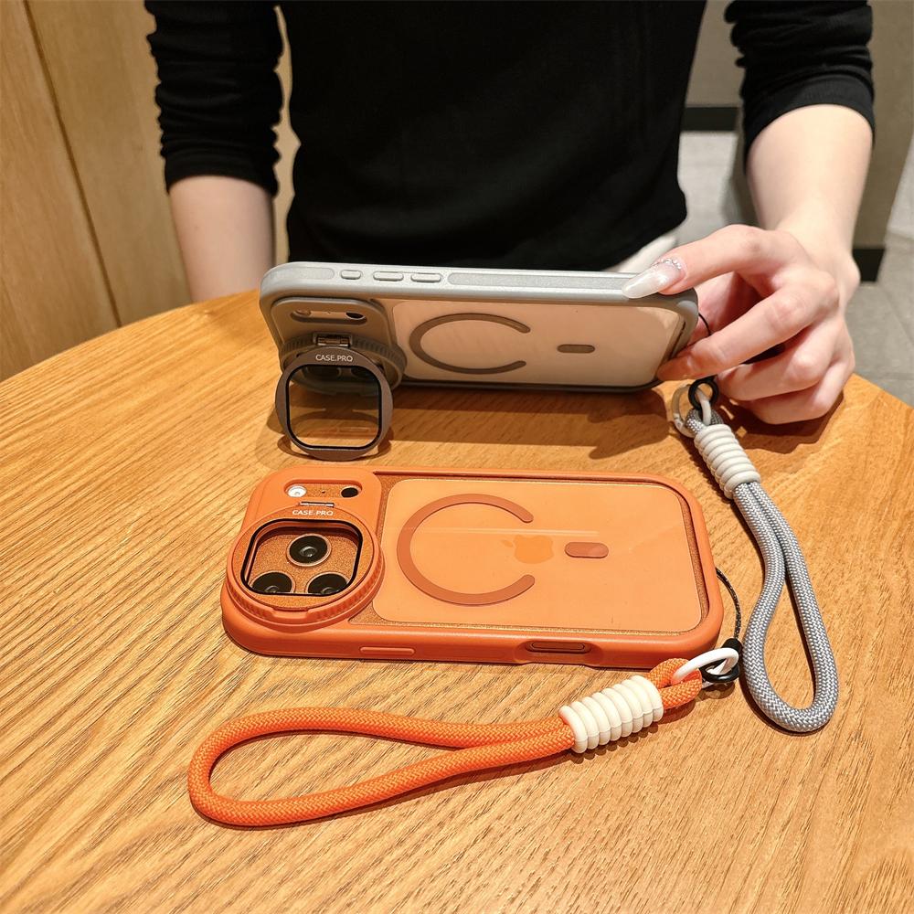 Lens Protection Case For iPhone 17 16 15 14 13 12 11Pro Max Plus Air For Magsafe Holder Transparent Magnetic Matte Lanyard Cover