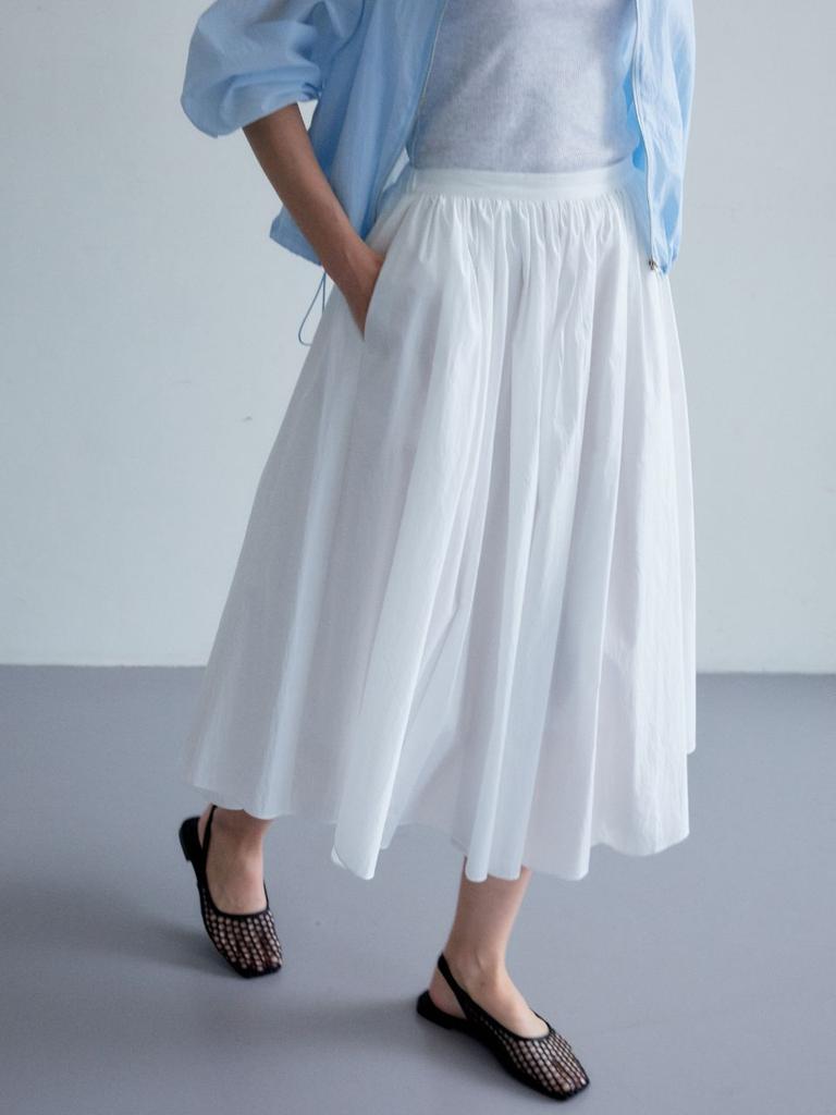 Nobeu Asymmetrical Shirred Skirt_White