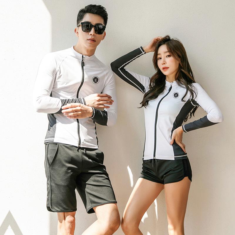 Couple's Wetsuit: Women's Long Sleeve & Pants, Men's Quick Dry Sun Protection Surfing and Snorkeling Suit