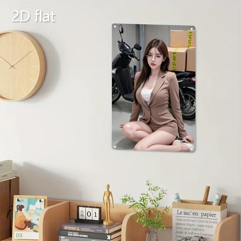 Vintage Metal Wall Art, Minimalist Woman Silhouette Sign Durable Iron Decor for Home Office Cafe Christmas