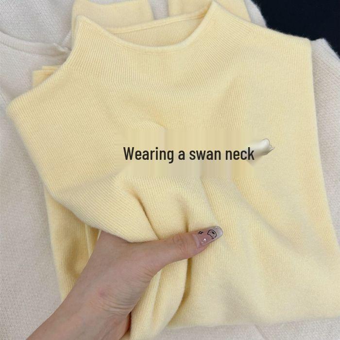 

Стильный женский вязаный свитер с полувысоким воротником - Идеально для осени/зимы One Size