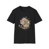 Cute Porcupine Floral Watercolor Boho Black Tee Nature Print T-Shirt