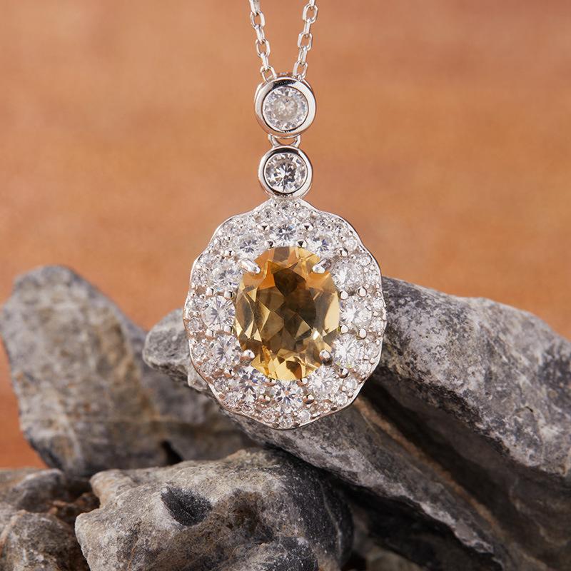 Color Treasure Schmuck Natürlicher Topas Peridot Granat Amethyst Anhänger Halskette Damen S925 Sterling Silber