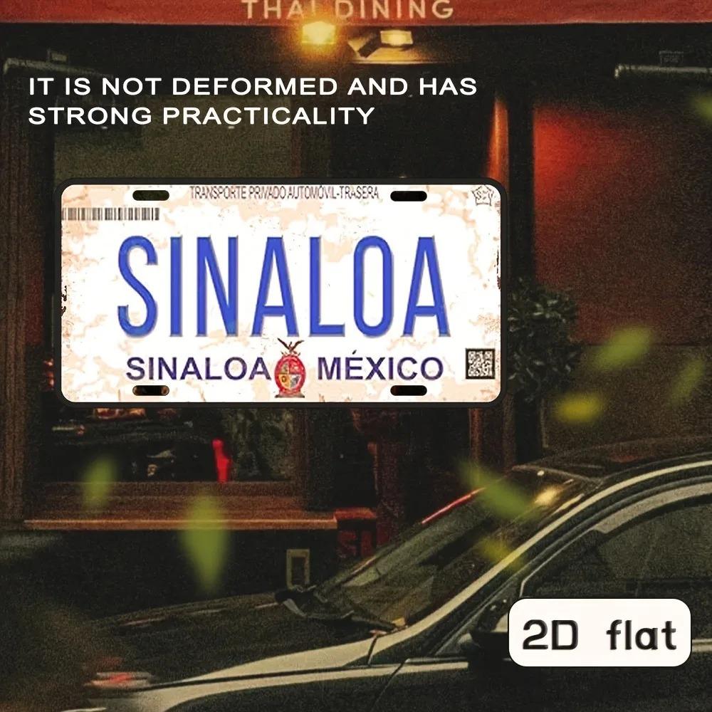 Sinaloa Mexico Metal Wall Art, Vintage Distressed 2D Plaque for Home, Garage, Cafe & Bar Decor