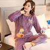 Damen Pyjama Set Waschlappen Pyjama Winter Warm Damen Plüsch Casual Pyjamas