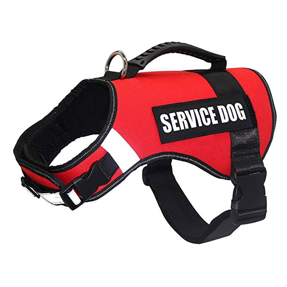 Red Service Dog Pet Harness for Outdoor Walking