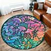 1pc Mushroom Mandala Pattern Office Round Rugs, Under Chair Round Rugs for Living Room, Bedroom, Bathroom Decoration Carpet 091844