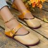 Mode Baotou Zwei Tragevarianten Einzelne Schuhe Damen Neu Frühling und Sommer Draußen Retro Flache Ballerinas Lässig Gürtelschnalle Farbblockierung Slipper