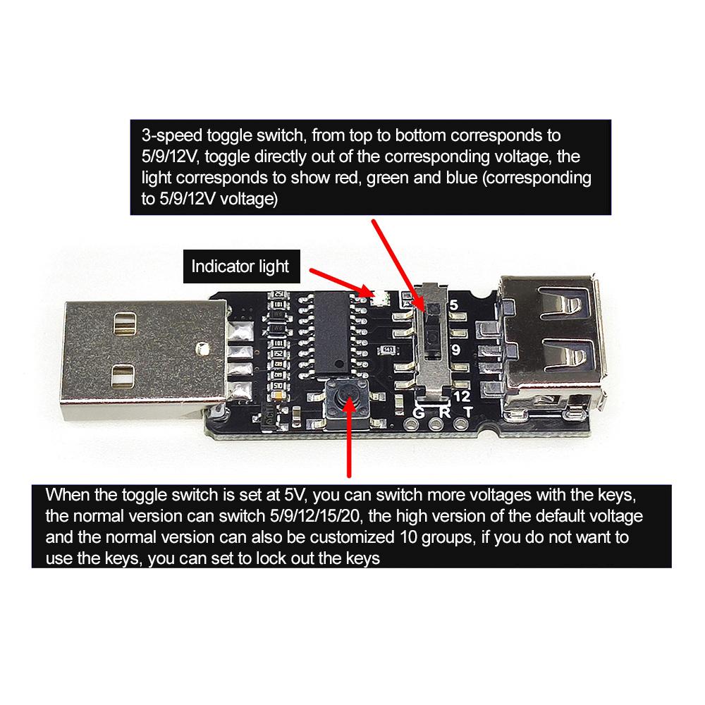 5A USB Type-C QC Decoy Trigger Board 5V 9V 12V 15V 20V Output QC2.0 3.0 Trigger Adapter Cable Connection Polling Detector