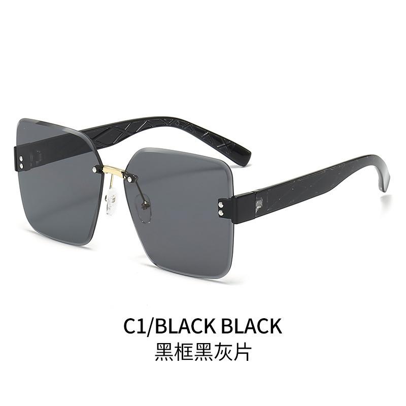 Women'S Sunglasses Large Frame, Sunshade Glasses Trimmed Rimless Fashion Trend Korean Tide Model Ins