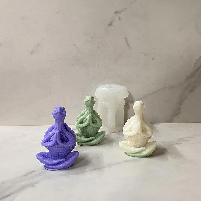 New Silicone Molds Meditation Turtle Aromatherapy Candle Mold With Hands Together Turtle Gypsum Decoration Art Gypsum Molds Tool