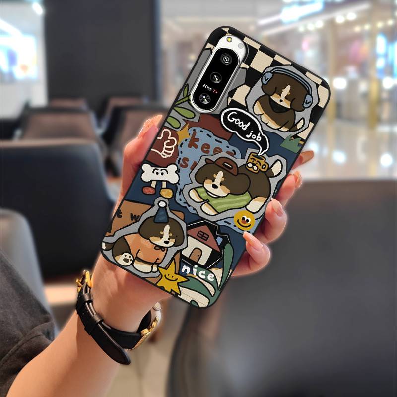 Silicone Cute Phone Case For Sony Xperia5 IV Full Wrap Protective Anti-knock Graffiti Back Cover Anti-dust Shockproof
