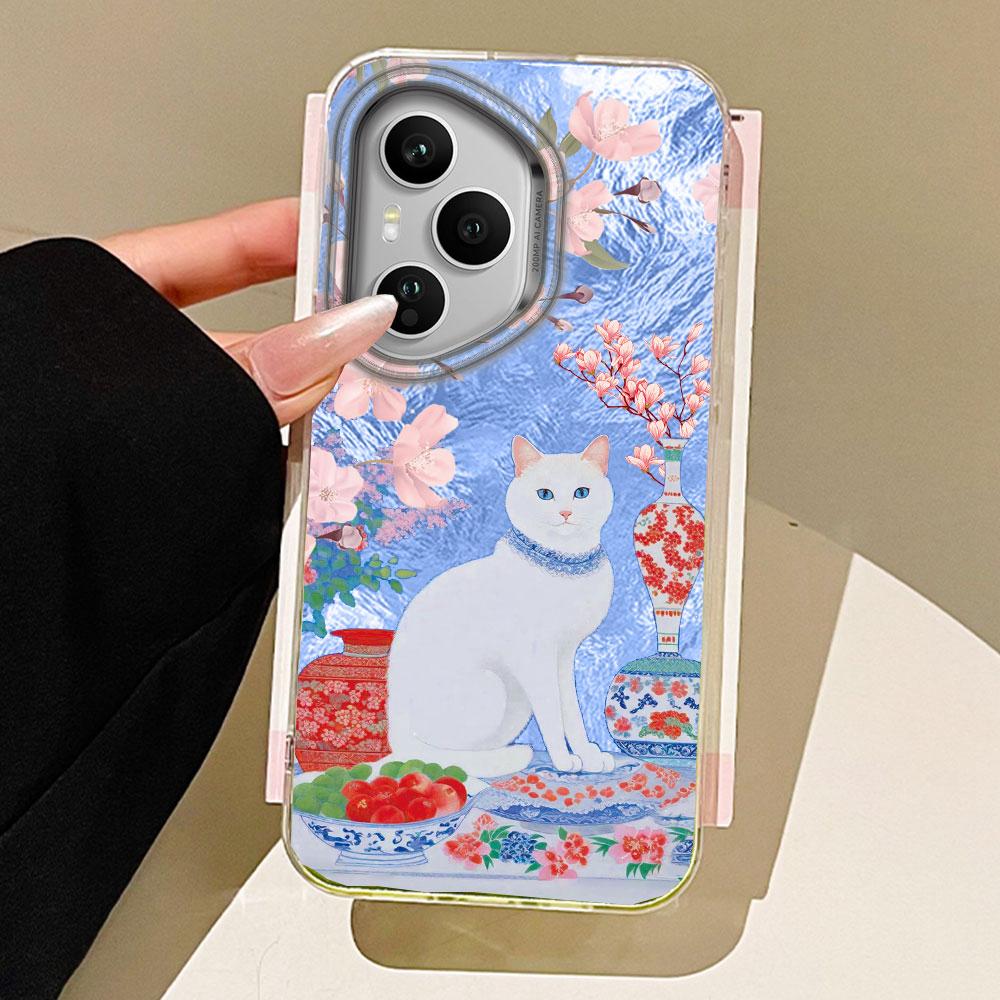 Cat Flower Vortex Pattern Phone Case for Honor 400 200 90 Smart Pro Magic7 6 5 70 Lite X9a X9c X9b X8b X8a X8c X7c X6c X6b Cover
