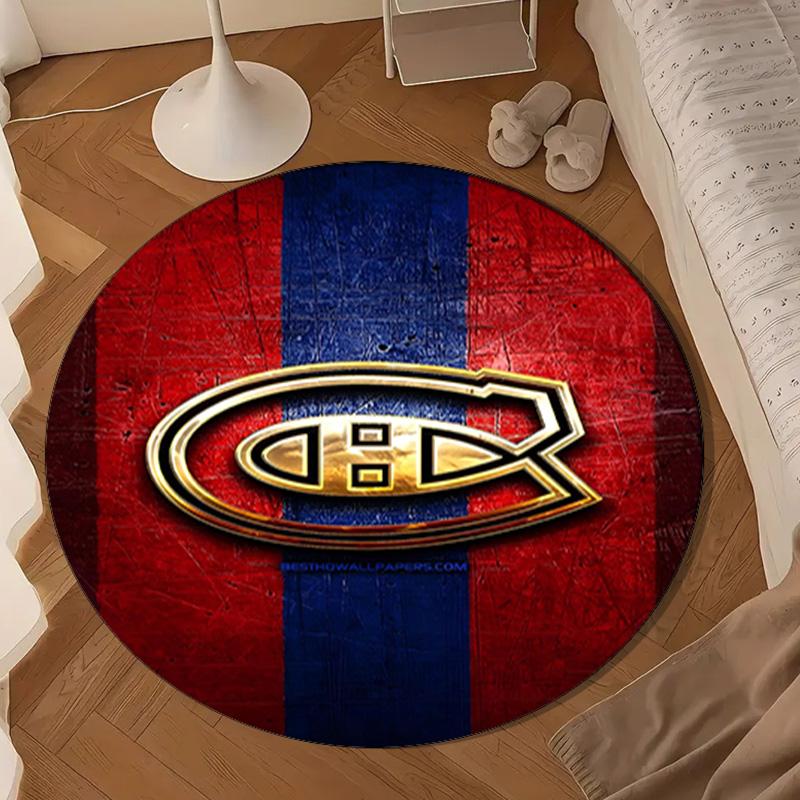 Canadiens Hockey Team Round Rug for Livingroom,Bedroom, Palyroom, Chair Rug, Area rug, Circle Carpet, Large Size Decor Fan Christmas gift