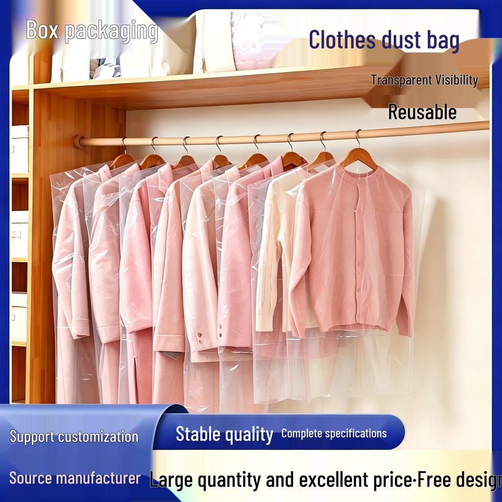 Thick Transparent Garment Hanging Bag with Multiple Sizes for Home or Dry Cleaner Use