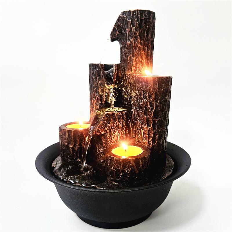 Resin Waterfall Fountain for Home Office Feng Shui Relaxation Top Water Feature with Lights Delightful Tabletop Ornaments Gift