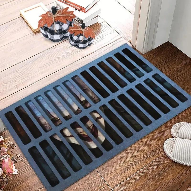 Halloween Fun Clown Carpet Floor Mat Outdoor Door Mats Foot Mat Well Cover Horror Ghost Face Entry Door Mat
