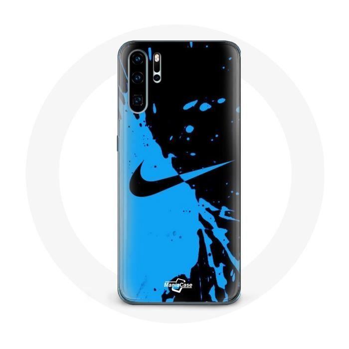 Cover per Huawei P30 - Nike - Logo Blu e Nero - Flessibile - Sportiva - Protezione