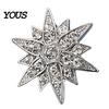 Shirt Collar Button 1/2Pcs Double-Layered Eight-Pointed Star Lapel Pin with Rhinestones, Thickened Alloy Star-shaped Brooch Safety Buckle