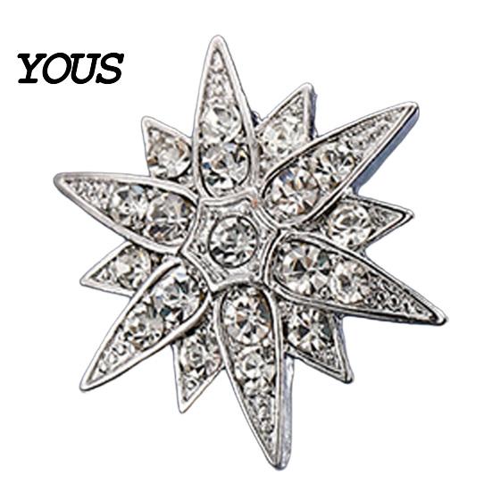 Shirt Collar Button 1/2Pcs Double-Layered Eight-Pointed Star Lapel Pin with Rhinestones, Thickened Alloy Star-shaped Brooch Safety Buckle