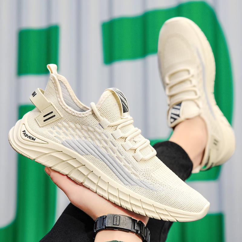 2024 New Summer  flying mesh surface breathable sports shoes trend all casual men's shoes soft soles comfortable running shoes