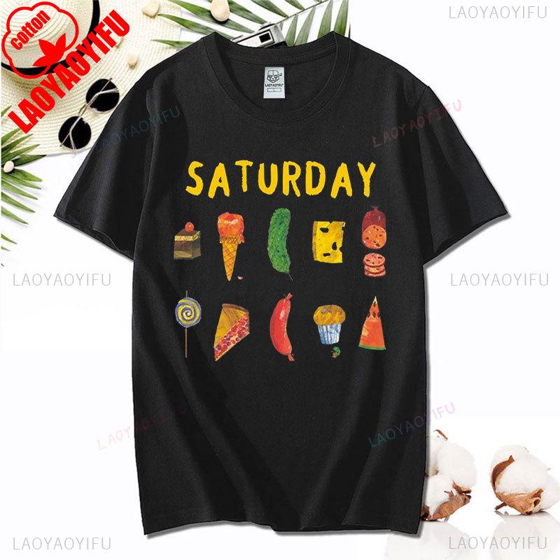 Tričko Unisex Hladová housenka Vtipné Tričko s potiskem pro milovníky knih Hladová housenka Ovoce Tričko Topy