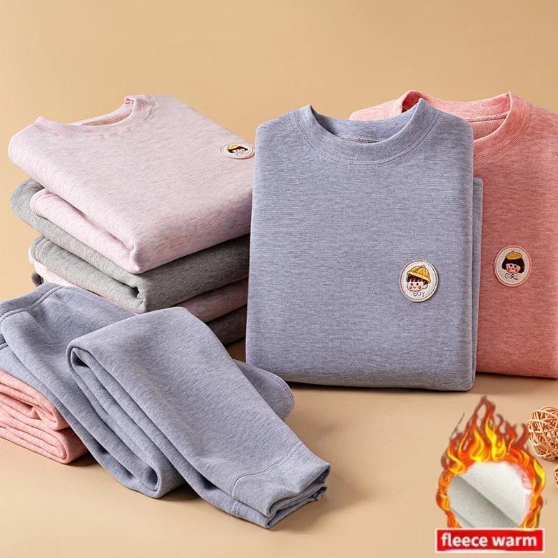 Boys Girls Thermal Underwear Set Autumn Winter Fleece Thick Warm Infant Long Johns Soft Teen Clothes 1-18 Years Kids Loungewear