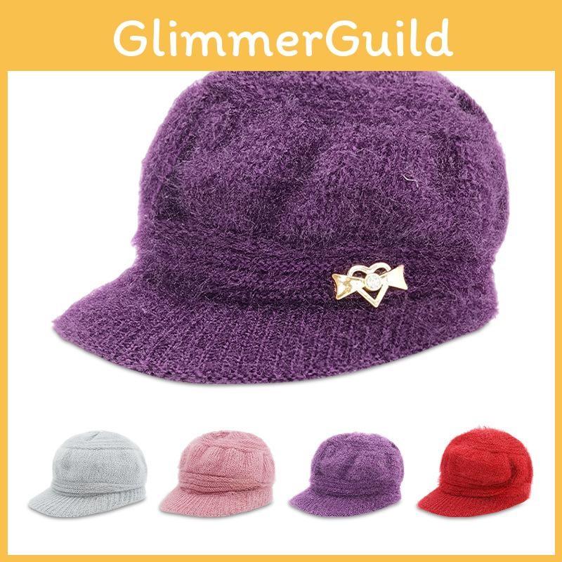 Knitted Embellished Heart Hat Winter Warm Thickened Pumpkin Cap Gift Outdoor