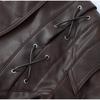 2024 Retro Lace-up Faux Leather Jacket with Lapel Shawl - Women's Casual Winter Fashion