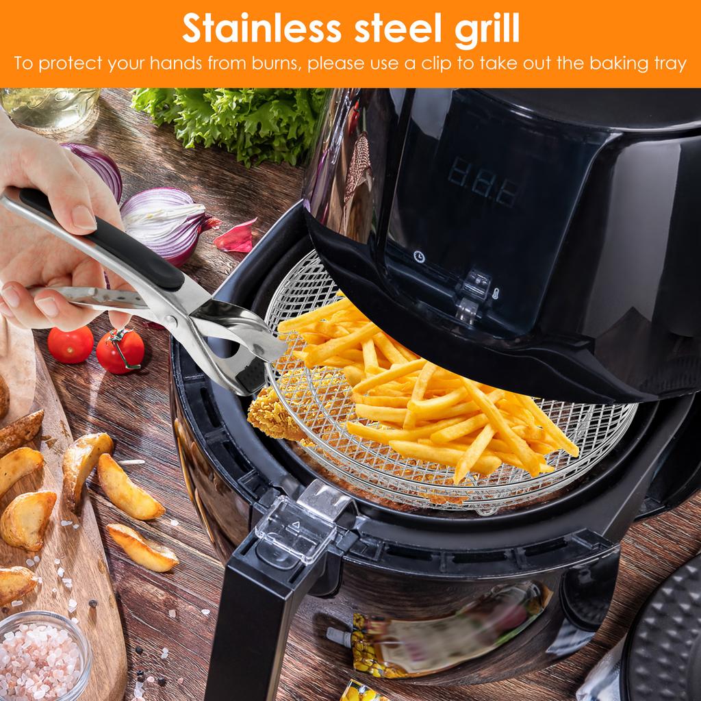 Air Fryer Rack Stainless Steel 3 Layer Air Fryer Stand Evenly Heated Baking Basket Tray Stackable Grilling Rack for Baking