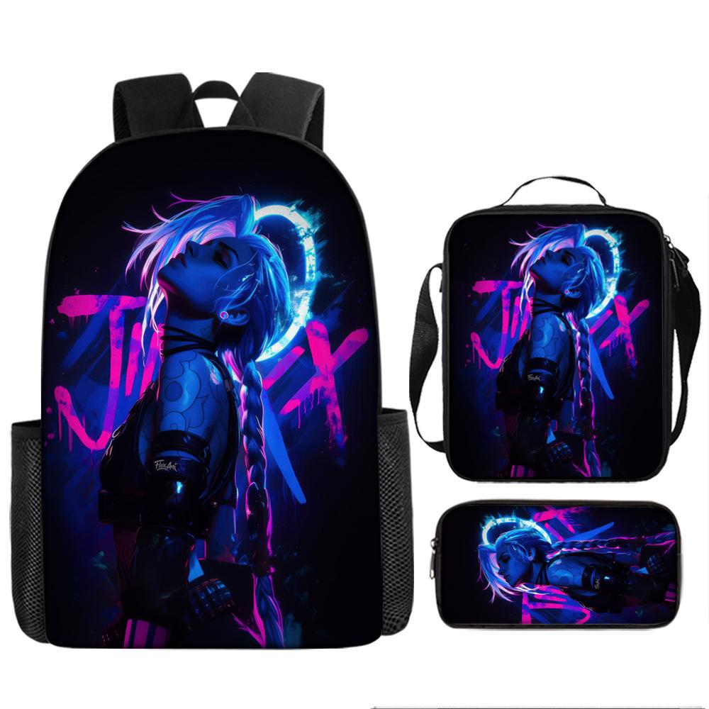 Battle of the Twin Cities Arcane Children's School Bag Pencil Case Backpack Elementary School Cartoon Backpack Three-piece Set