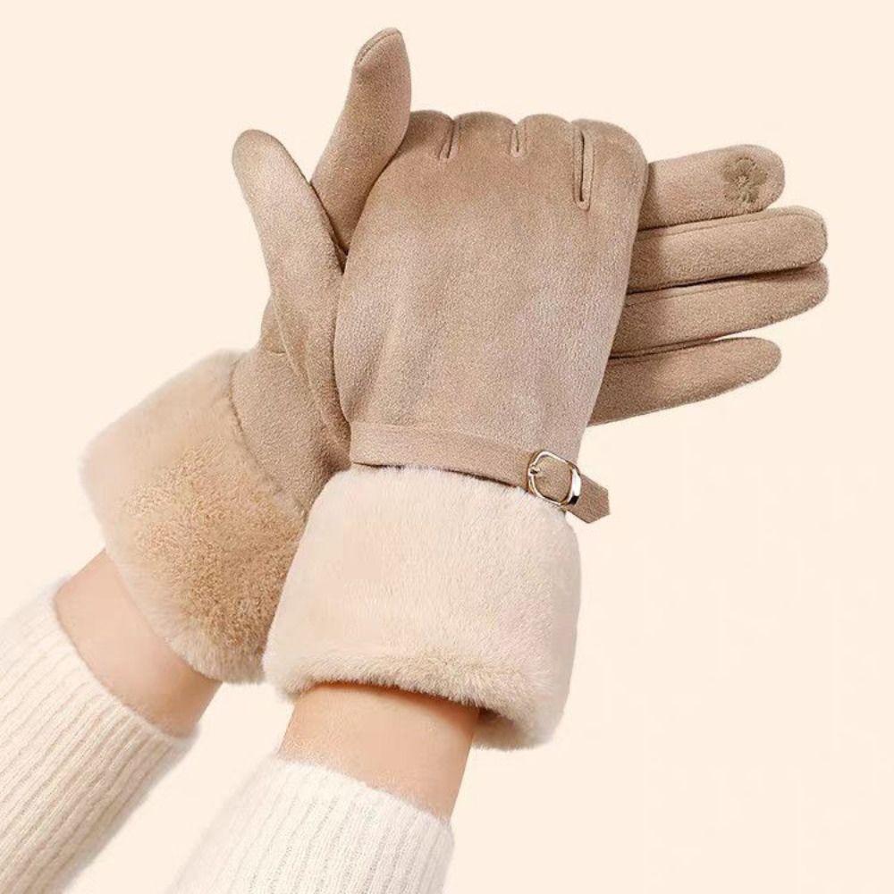 Soft Suede Gloves Windproof Women Winter Gloves Fashion Cycling Mittens  Outdoor