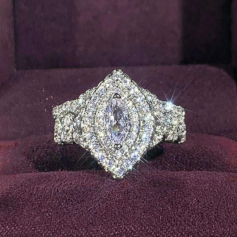 CopperMarquise Cubic Zirconia Set Rings for Women Luxury Wedding Engagement Accessories Anniversary Jewelry Gifts