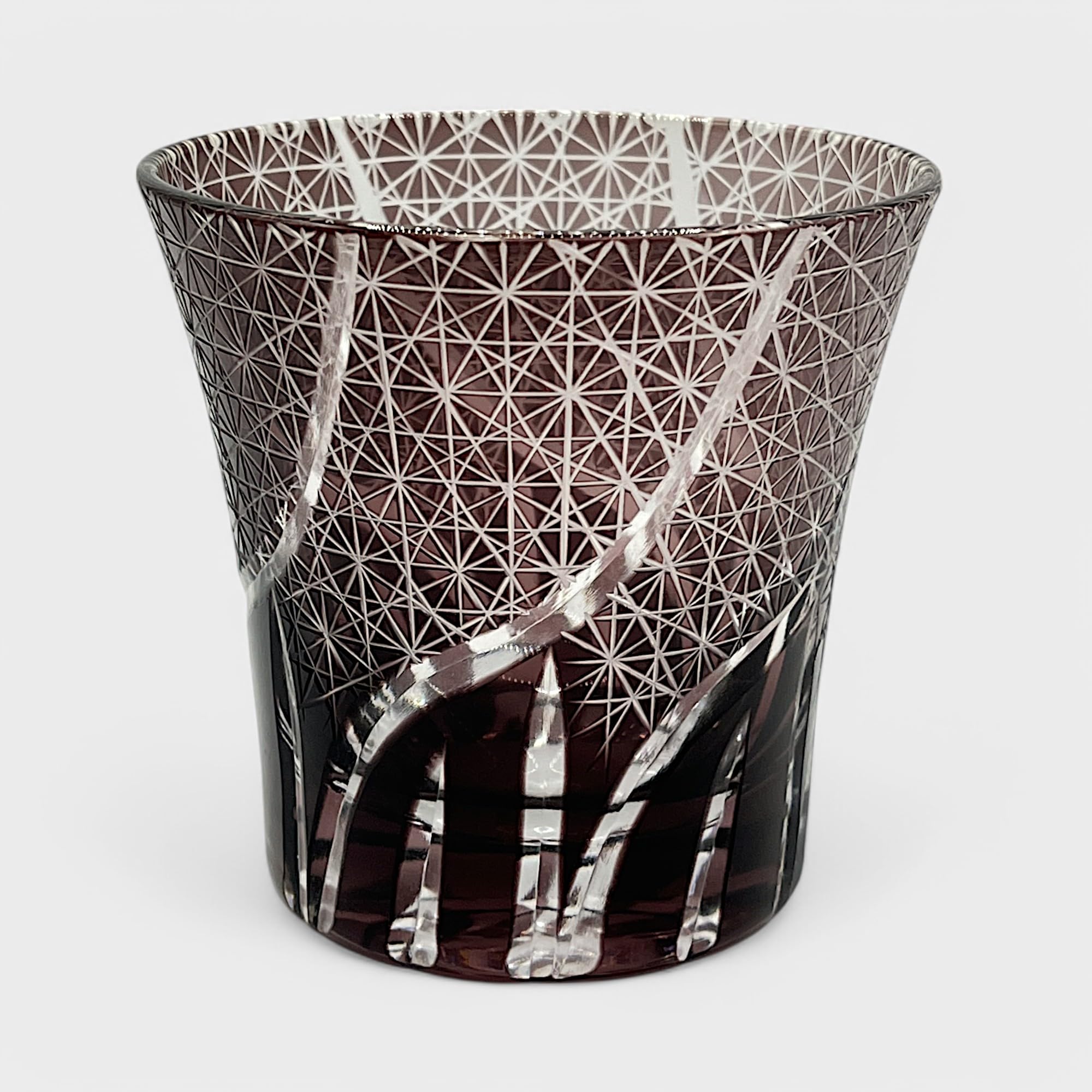 

Kiriko Glass Tumbler, Rocks Glass, Beer Glass, Sake Cup, Whiskey Glass... (Purple)