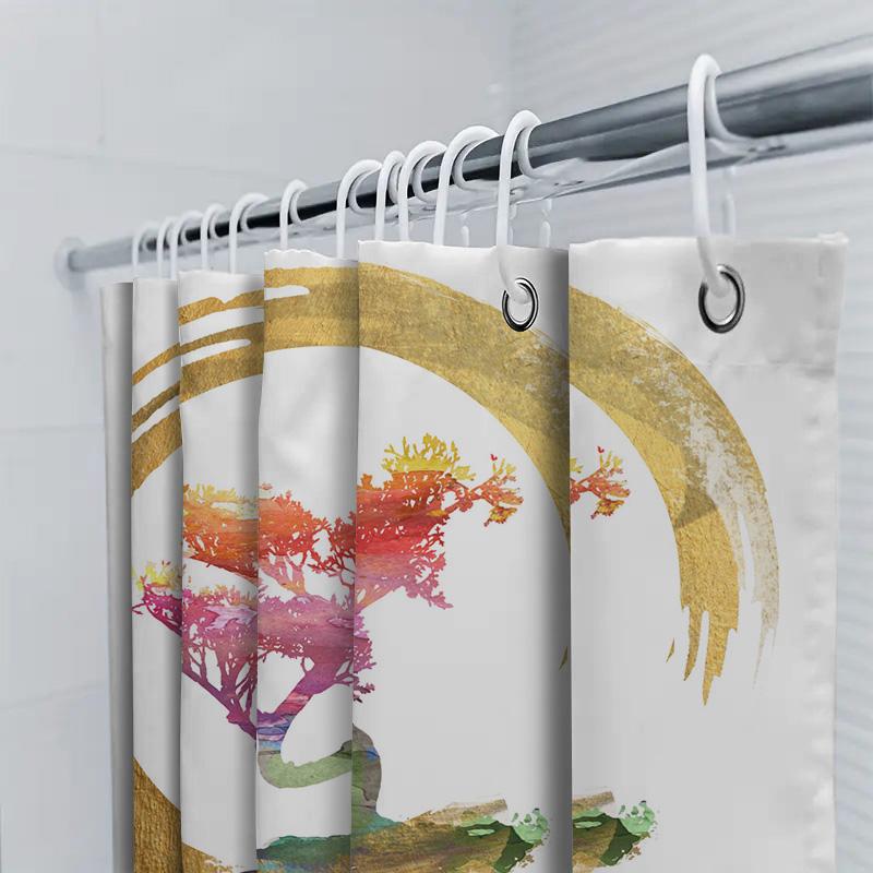 Watercolor Tree Shower Curtain Bathroom Decor Hand-Painted Wall Hanging Art Print For Home Decoration Size: 180X180Cm (72X72In)
