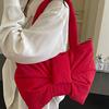 Cotton Padded Ruched Bowknot Shoulder Bag Large Capacity Crossbody Bags  Woman