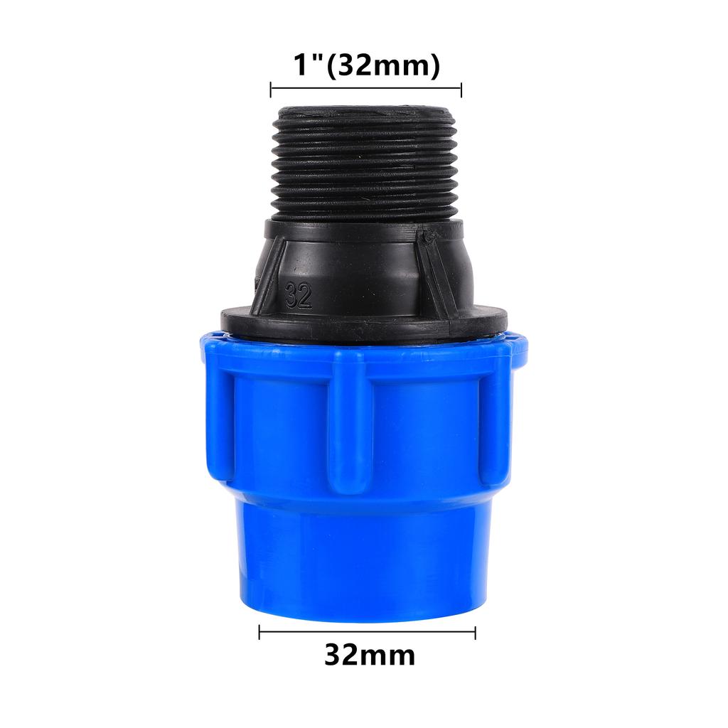 PE Wasserrohr Schnellkupplung 1/2" 3/4" 1"1.2" 1.5" Außengewinde auf ID 20/25/32/40/50mm Nicht Heißschmelzend Reduzierstück Gerade Blau