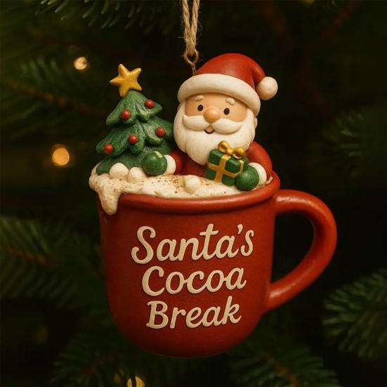 Christmas Drink Cup Ornaments Acrylic Hanging Decor for Tree Car Mirror Festive Birthday Party