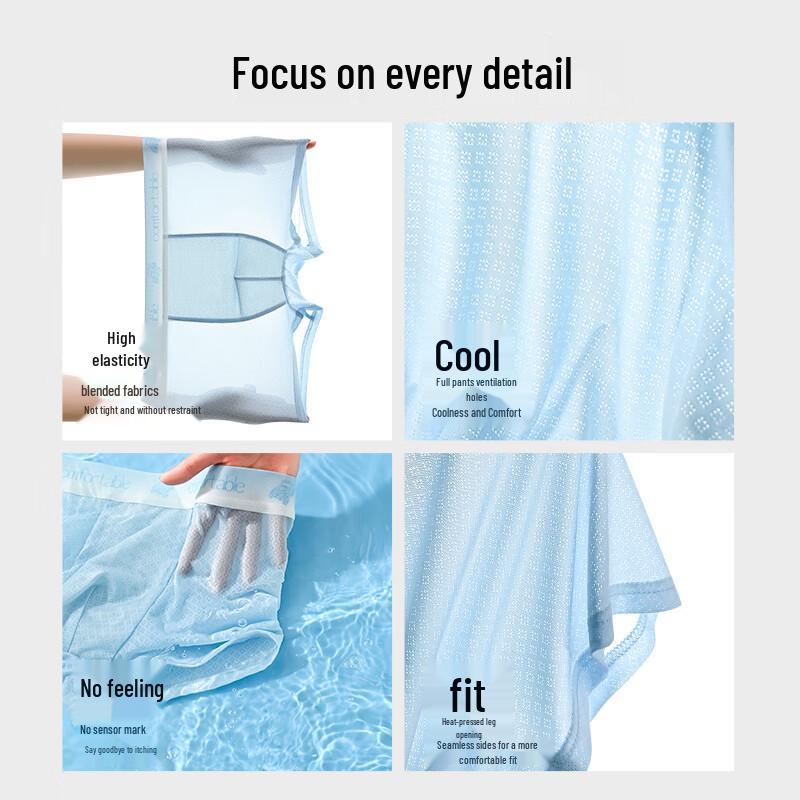 Freego Men's 10A Antibacterial Ice Silk Cool-Feel Boxer Briefs (4-Pack)