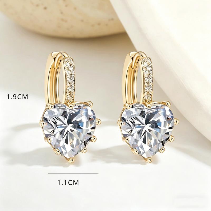 1 Pair Classic Fashion Heart-Shape High Quality Zirconia Hoop Earrings For Trend Women Lovely Birthday Jewelry Gift