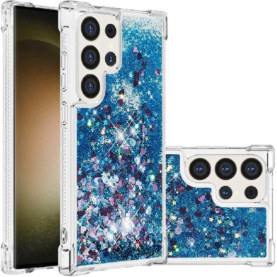 Compatible with Samsung Galaxy S24 Ultra Liquid Case Glitter Cute Clear Phone Case Shiny Quicksand Shockproof Protective Soft TPU Girly Women Case