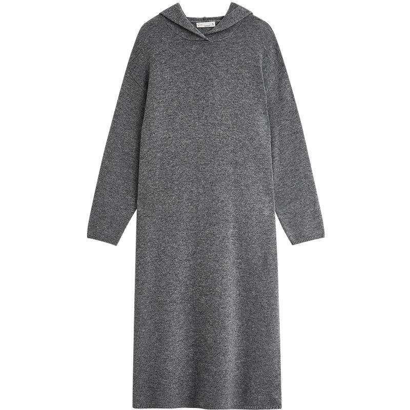 

INMAN Women s Hooded Drop-shoulder Long-sleeve Knit Dress M