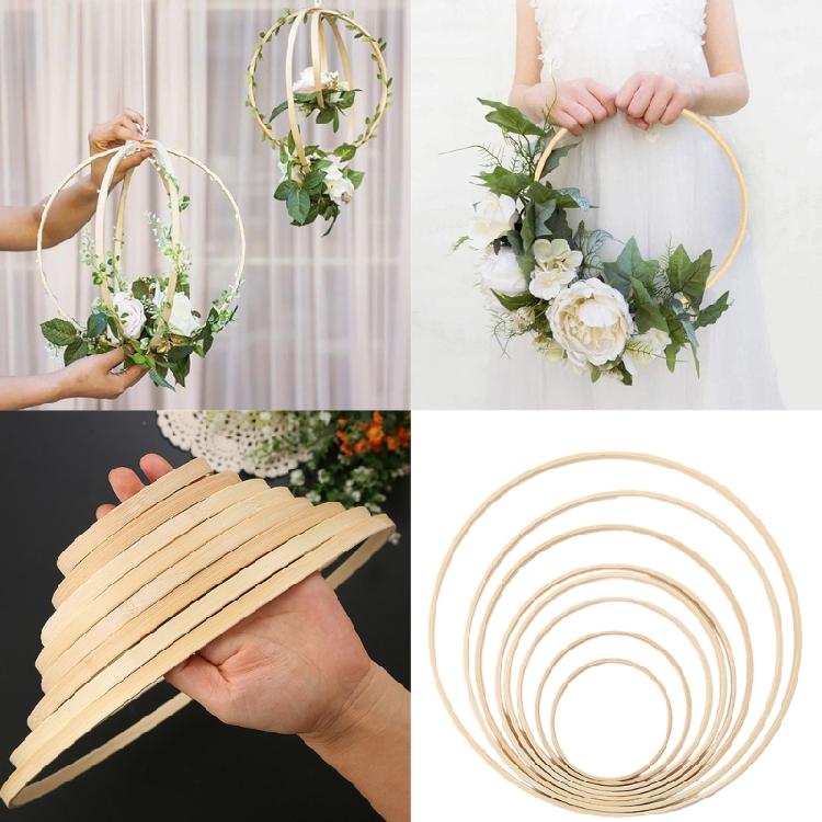9 Pcs Bamboos Floral Hoops Dream Catcher Craft Rings Wreath Hoops Rings Great for DIY Wedding Wreath