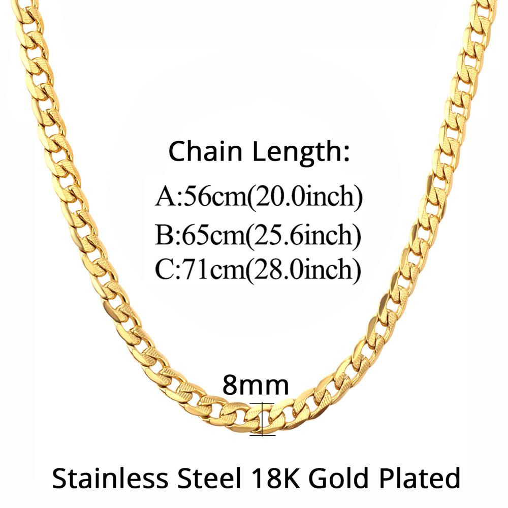 Hip Hop Cuban Link Chains 8mm Silver Gold Color Stainless Steel Embossing Chain Necklaces For Men Women Vintage Jewelry Gift