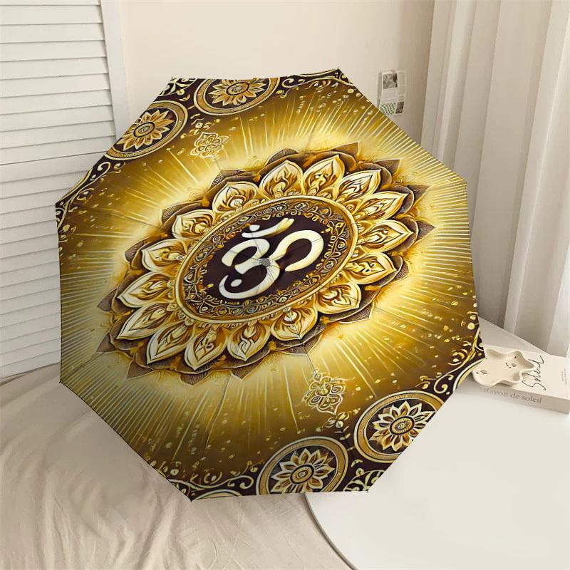 

1pc Om, Mandala Automatic Open/Close Umbrella Compact Folding Umbrella with 8-Rib Shaft for Women/Men, Elegant Birthday1199S