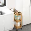 4 Tier Slim Storage Cart of High Mountain Solid Bamboo Kitchen Organizer Slide Out Mobile Storage Cart Rolling Pantry